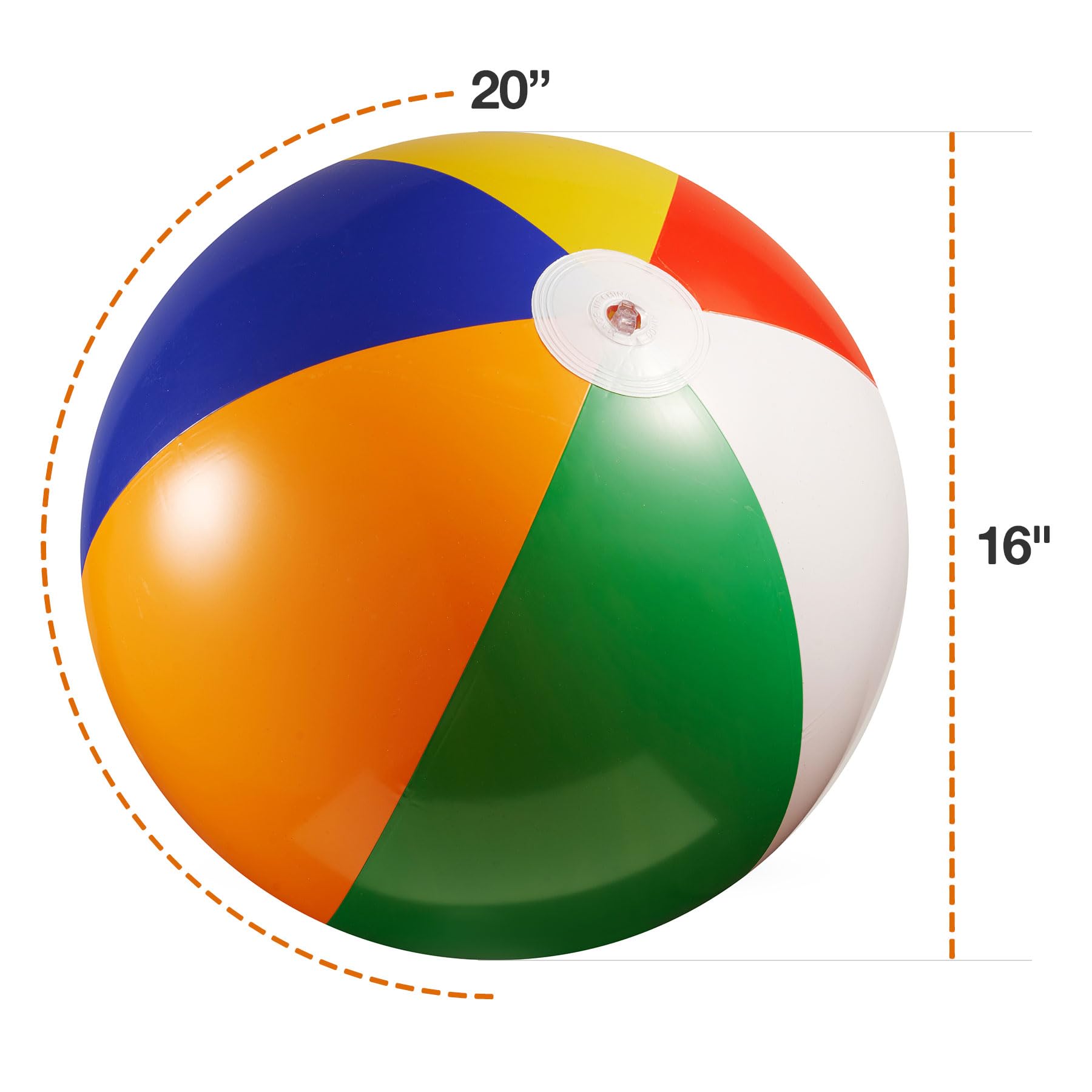 Beach Balls - (Bulk 6-Pack) Large Inflatable Beach Ball Toys for Kids, Colorful Rainbow Party Supplies for Outdoor Fun, Backyards, Swimming Pools, Hawaiian Luau Birthday Decorations and Favors